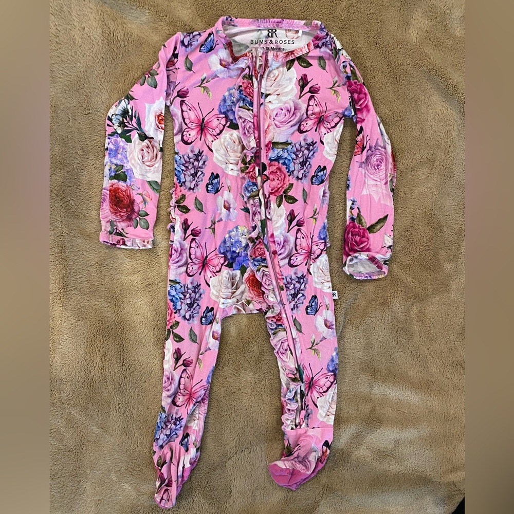 Bums & Roses 12-18 months girls bamboo pajamas